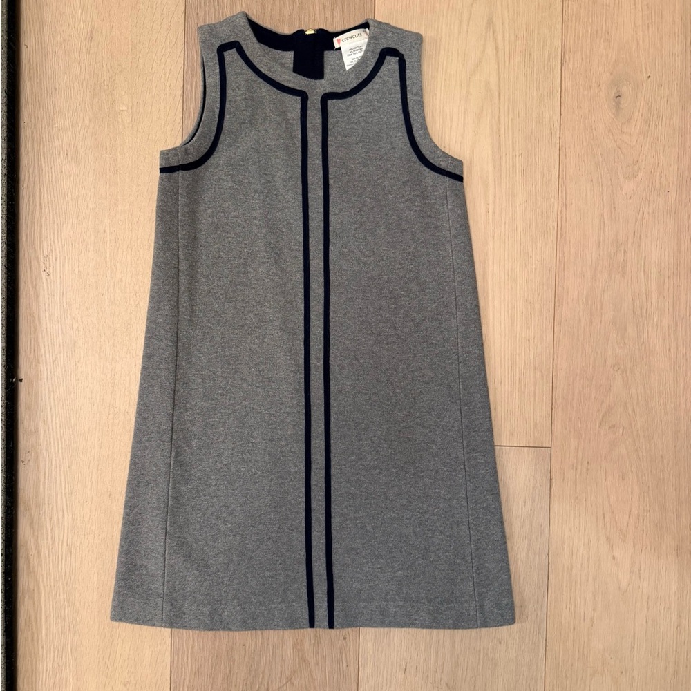 Crewcuts Grey Sleeveless A-Line Dress with Navy Trim